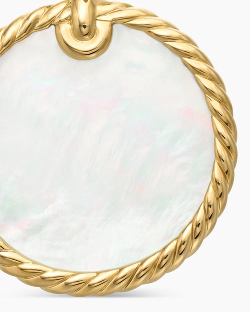 Womens DY Elements® Disc Pendant in 18K Yellow Gold with Black Onyx Reversible to Mother of Pearl, 24mm