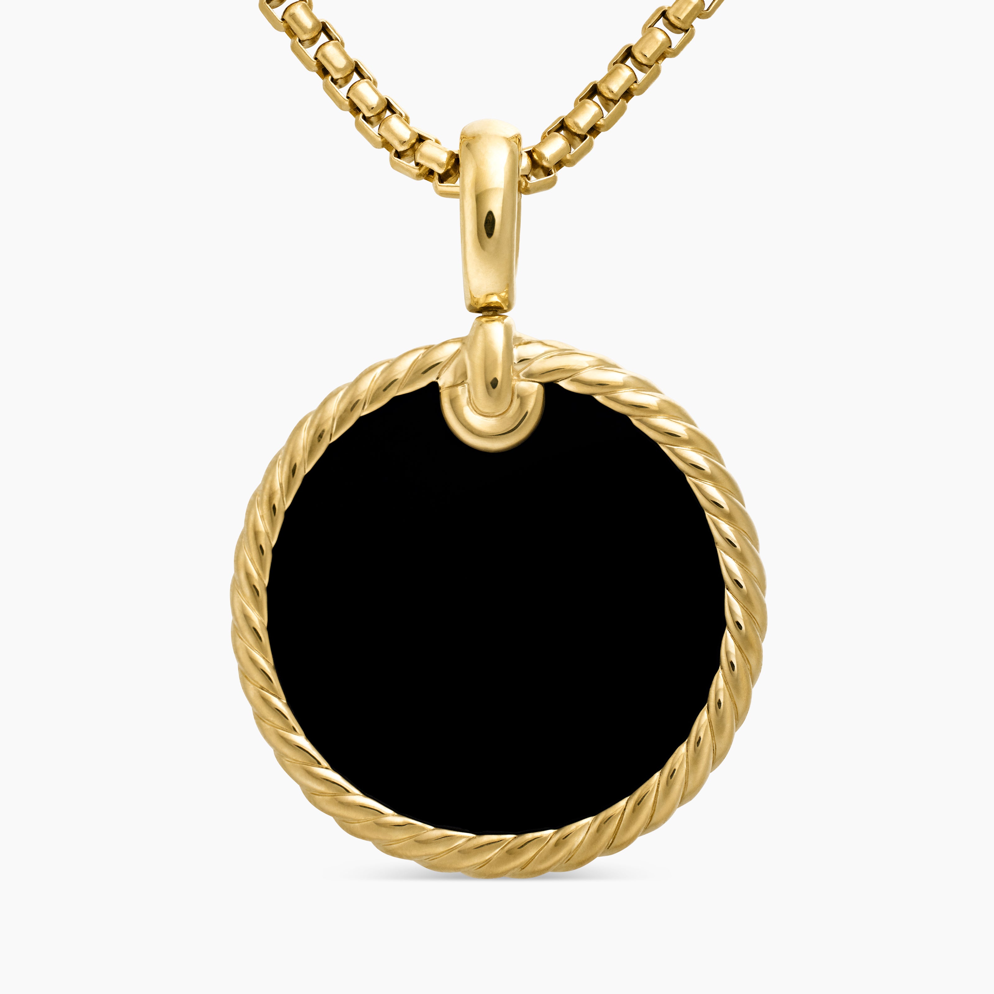 Womens DY Elements&reg; Disc Pendant in 18K Yellow Gold with Black Onyx Reversible to Mother of Pearl, 24mm