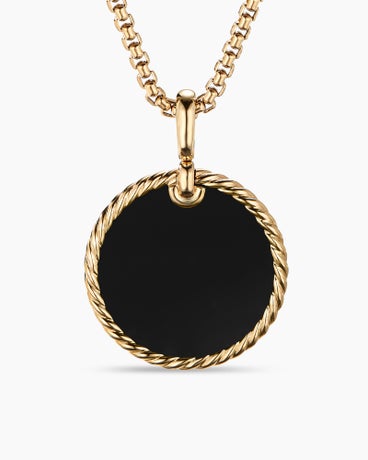 DY Elements® Disc Pendant in 18K Yellow Gold with Black Onyx Reversible to Mother of Pearl, 24mm