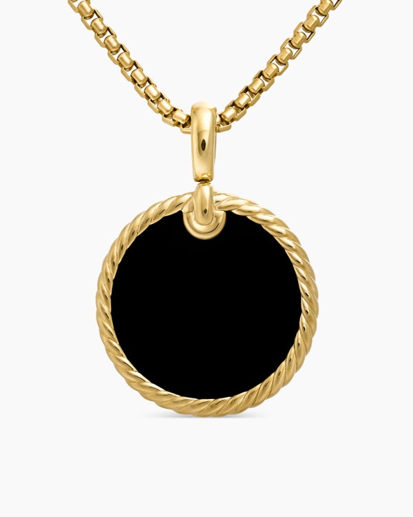 DY Elements® Disc Pendant in 18K Yellow Gold with Black Onyx Reversible to Mother of Pearl, 24mm