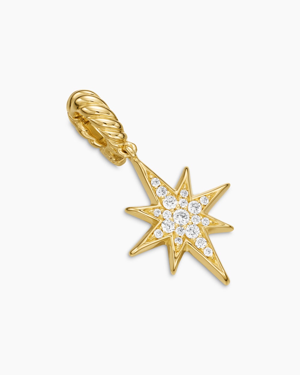 Womens North Star Amulet in 18K Yellow Gold with Diamonds, 15mm