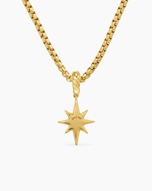 Womens North Star Amulet in 18K Yellow Gold with Diamonds, 15mm