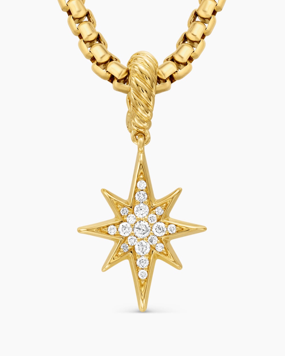 Womens North Star Amulet in 18K Yellow Gold with Diamonds, 15mm