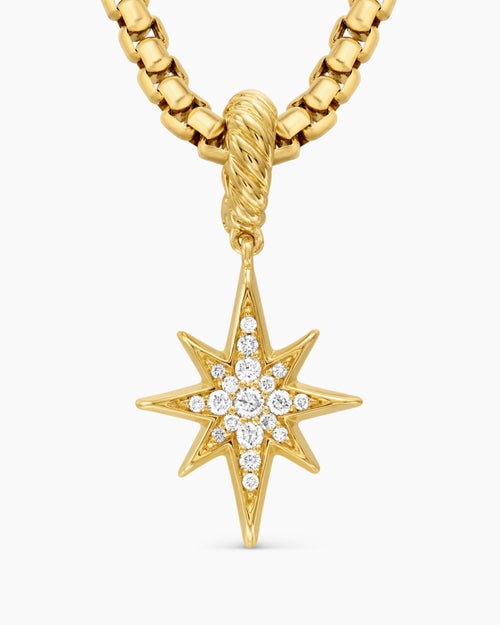 Womens North Star Amulet in 18K Yellow Gold with Diamonds, 15mm