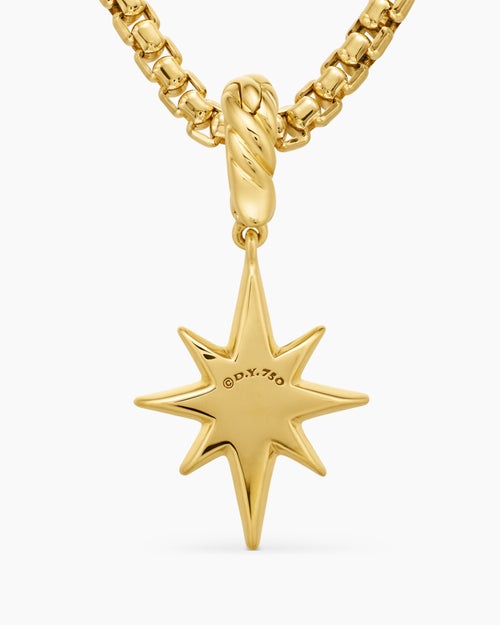 Womens North Star Amulet in 18K Yellow Gold with Diamonds, 15mm