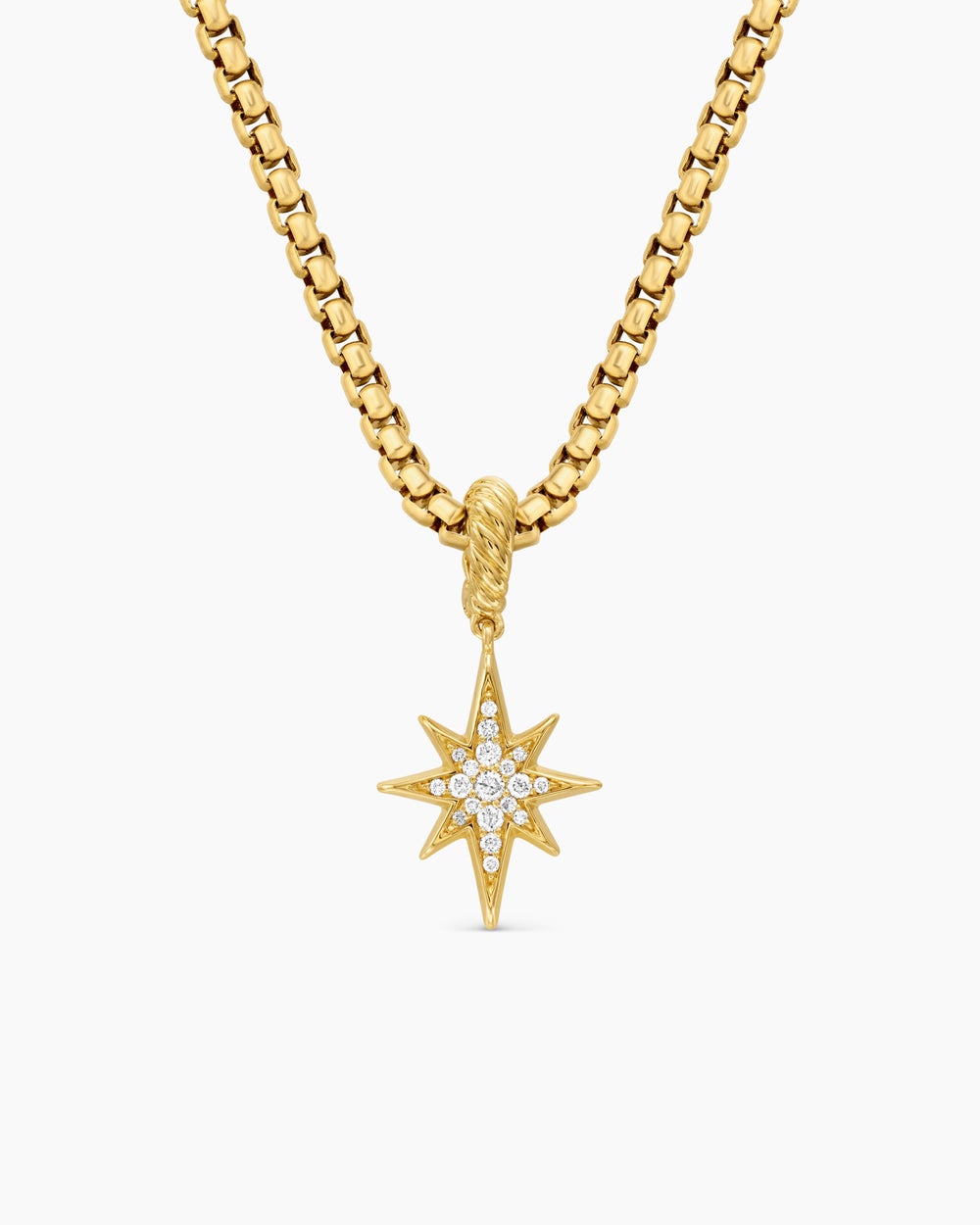 Womens North Star Amulet in 18K Yellow Gold with Diamonds, 15mm