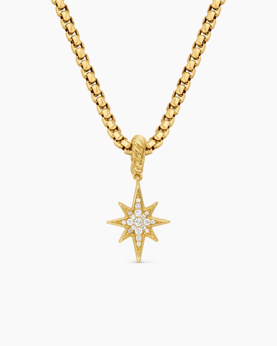 North Star Amulet in 18K Yellow Gold with Diamonds, 15mm