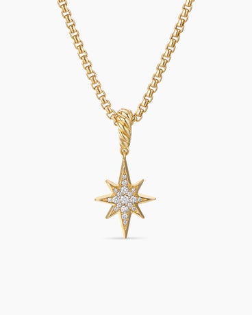 North Star Amulet in 18K Yellow Gold with Diamonds, 15mm