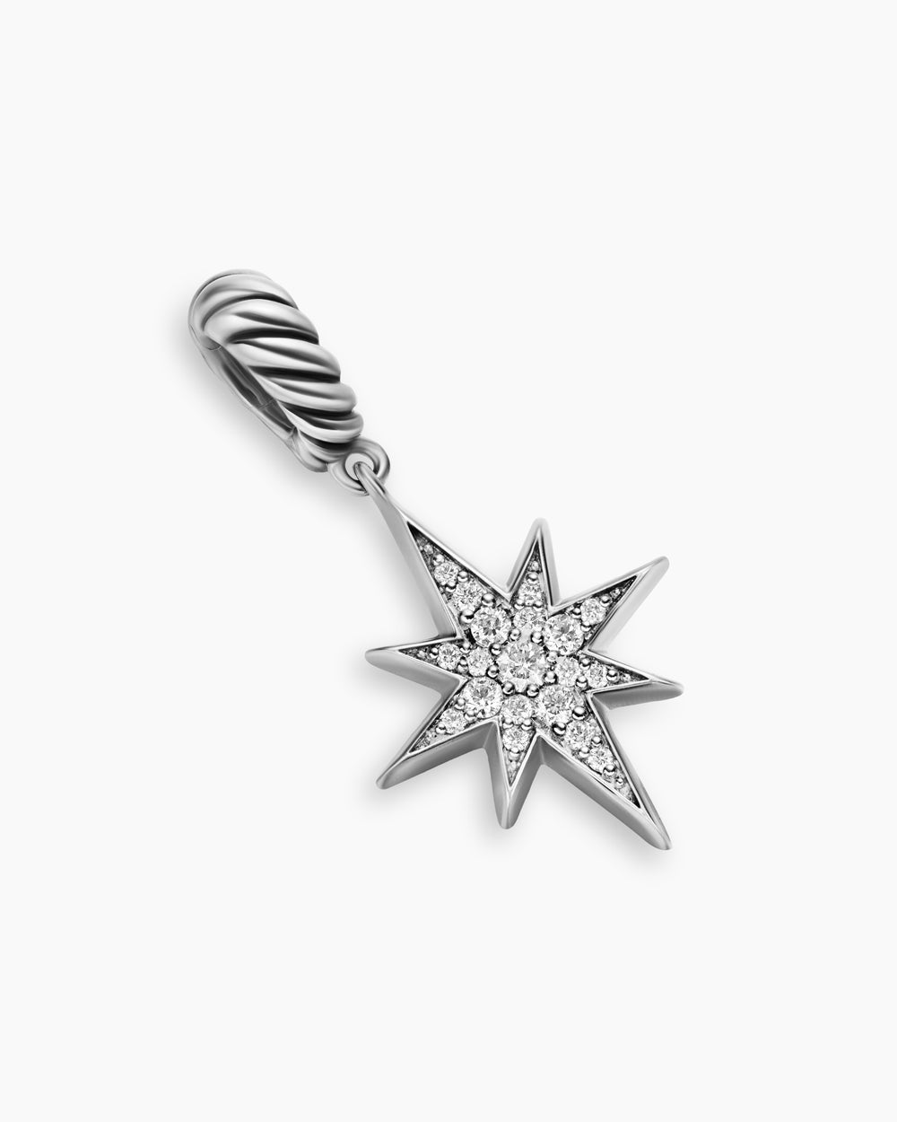 Womens Pavé North Star Amulet in Sterling Silver with Diamonds, 15mm