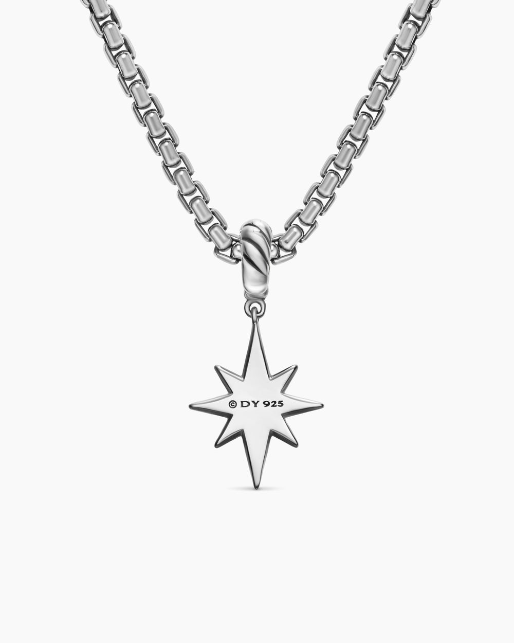 Womens Pavé North Star Amulet in Sterling Silver with Diamonds, 15mm