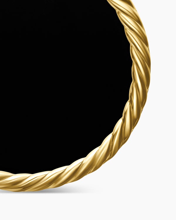 DY Elements® Disc Pendant in 18K Yellow Gold with Black Onyx and Diamond Rim, 24mm