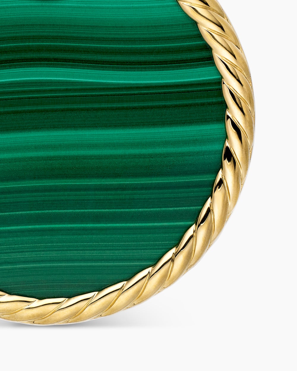 Pendentif disque DY Elements® en or jaune 18 carats avec malachite et bordure de diamants, 24 mm femmes