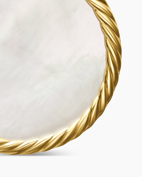 DY Elements® Disc Pendant in 18K Yellow Gold with Mother of Pearl and Diamond Rim, 24mm