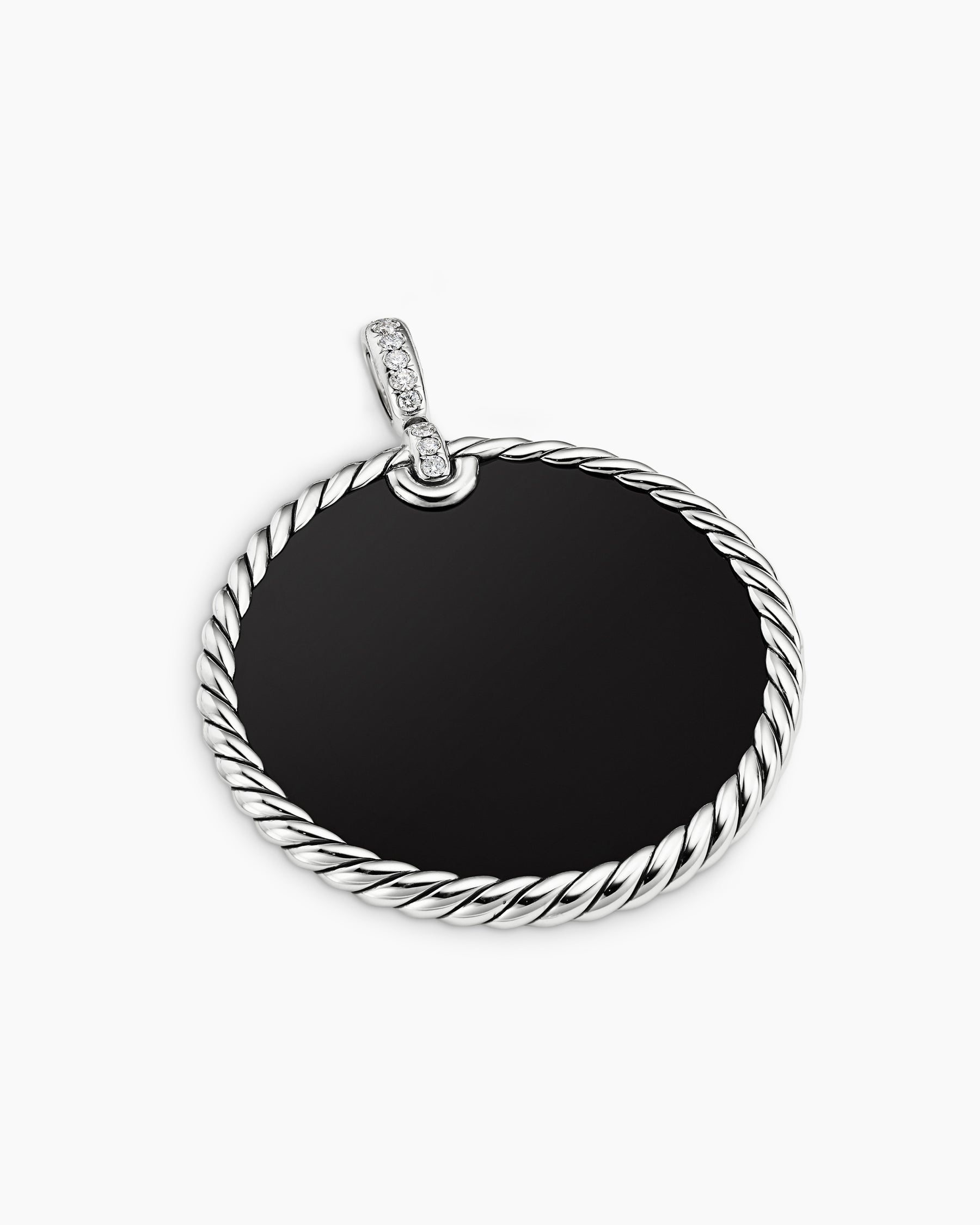 David Yurman DY Elements Eclipse Pendant Necklace with Black Onyx Reversible to Mother of Pearl, 18K Yellow Gold and Pavé Diamonds