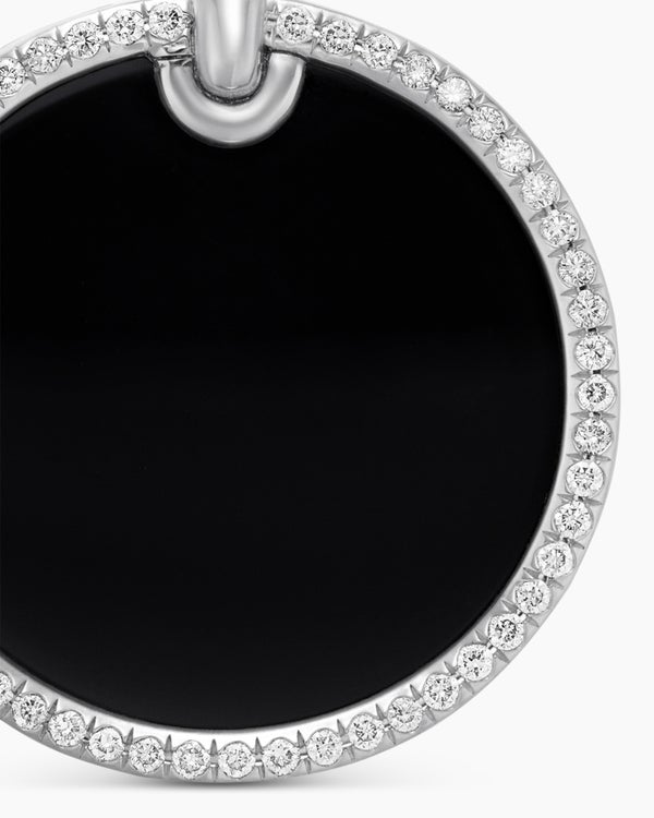 DY Elements® Disc Pendant in Sterling Silver with Black Onyx and Diamond Rim, 24mm
