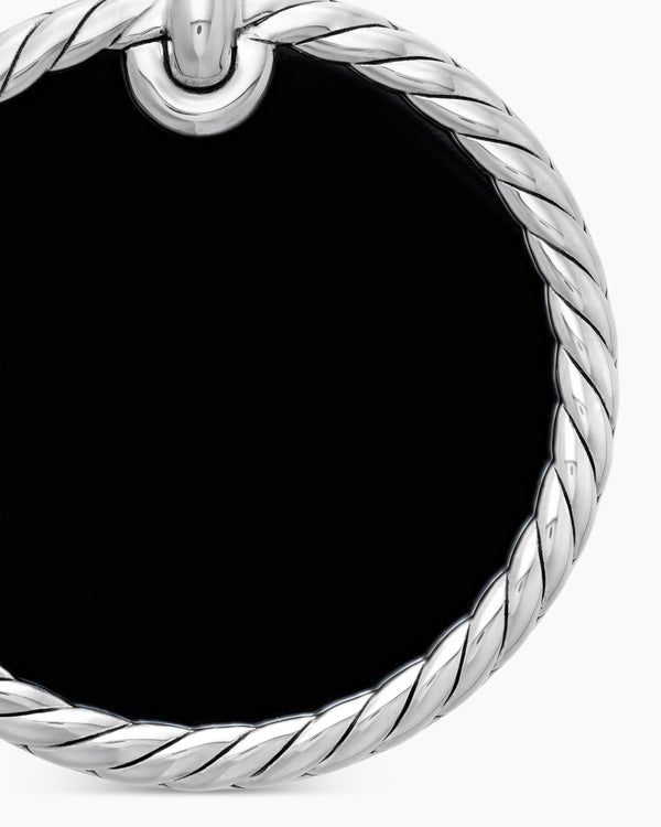 DY Elements® Disc Pendant in Sterling Silver with Black Onyx and Diamond Rim, 24mm