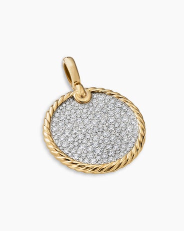 DY Elements® Disc Pendant in 18K Yellow Gold with Diamonds, 24mm