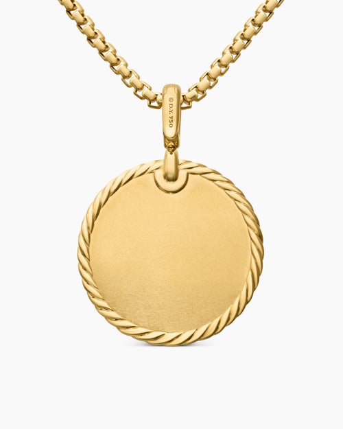 Womens DY Elements® Disc Pendant in 18ct Yellow Gold with Diamonds, 24mm