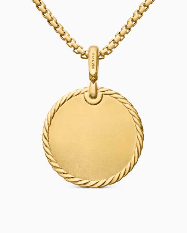 DY Elements® Disc Pendant in 18K Yellow Gold with Diamonds, 24mm