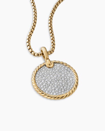 DY Elements® Disc Pendant in 18K Yellow Gold with Diamonds, 24mm