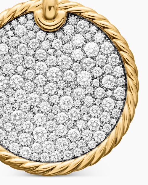Womens DY Elements® Disc Pendant in 18K Yellow Gold with Diamonds, 24mm