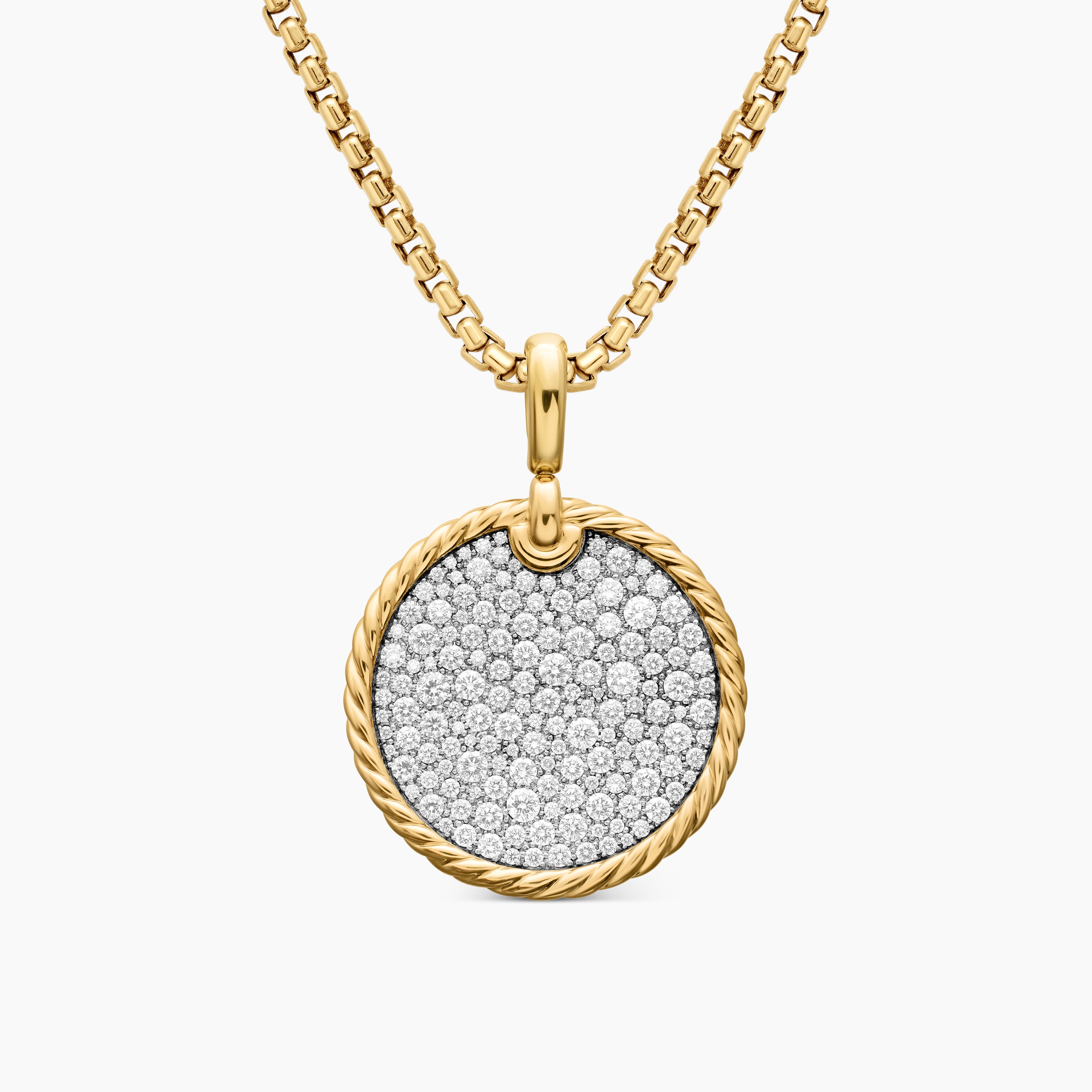 Womens DY Elements&reg; Disc Pendant in 18K Yellow Gold with Diamonds, 24mm