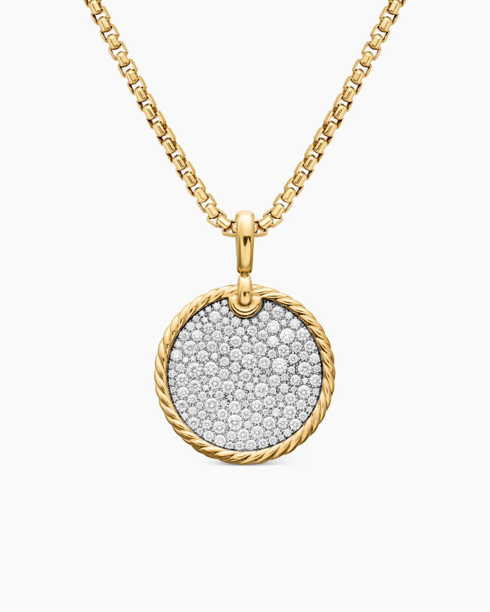 Womens DY Elements® Disc Pendant in 18K Yellow Gold with Diamonds, 24mm