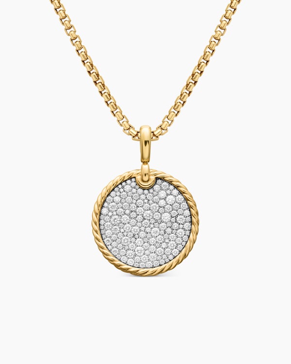 DY Elements® Disc Pendant in 18K Yellow Gold with Diamonds, 24mm