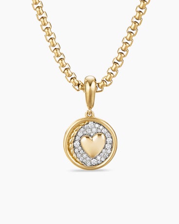 SY Heart Amulet in 18K Yellow Gold with Diamonds, 13.5mm
