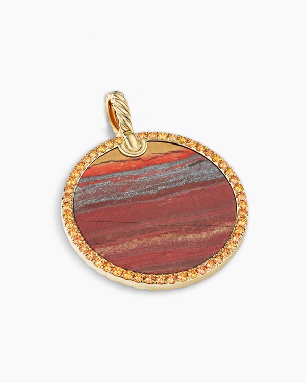 Limited DY Elements Disc Pendant in 18K Yellow Gold with Pavé, 32mm
