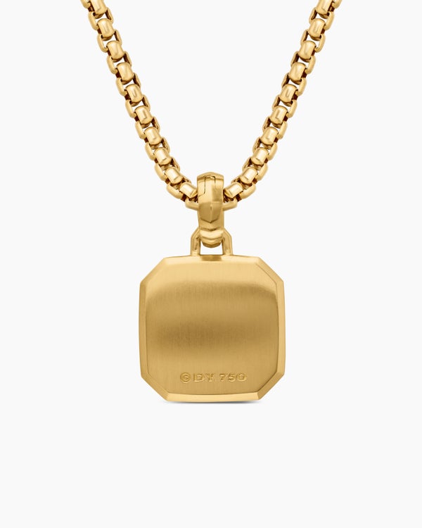 Amulette cheval Petrvs® en or jaune 18 carats avec nacre et diamants, 19,6 mm