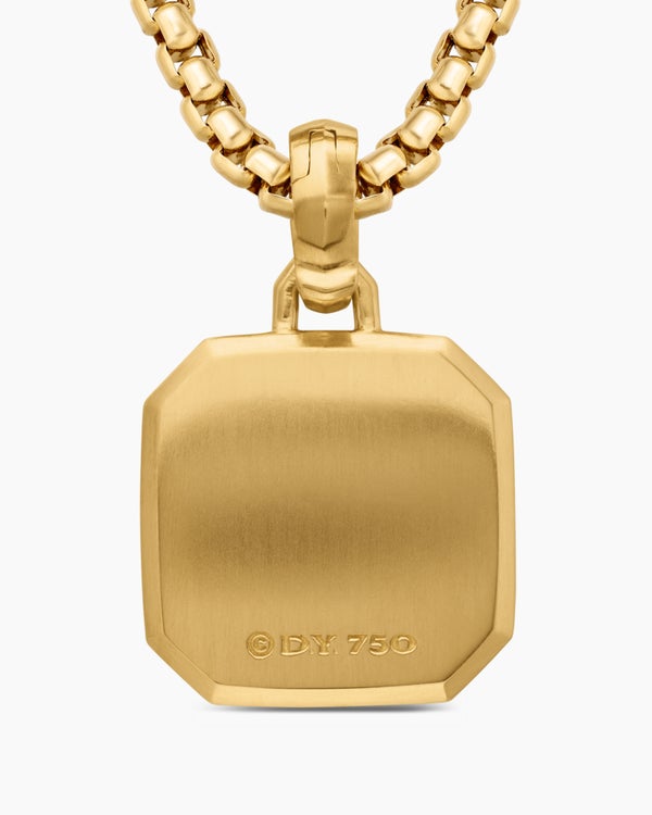 Amulette cheval Petrvs® en or jaune 18 carats avec nacre et diamants, 19,6 mm