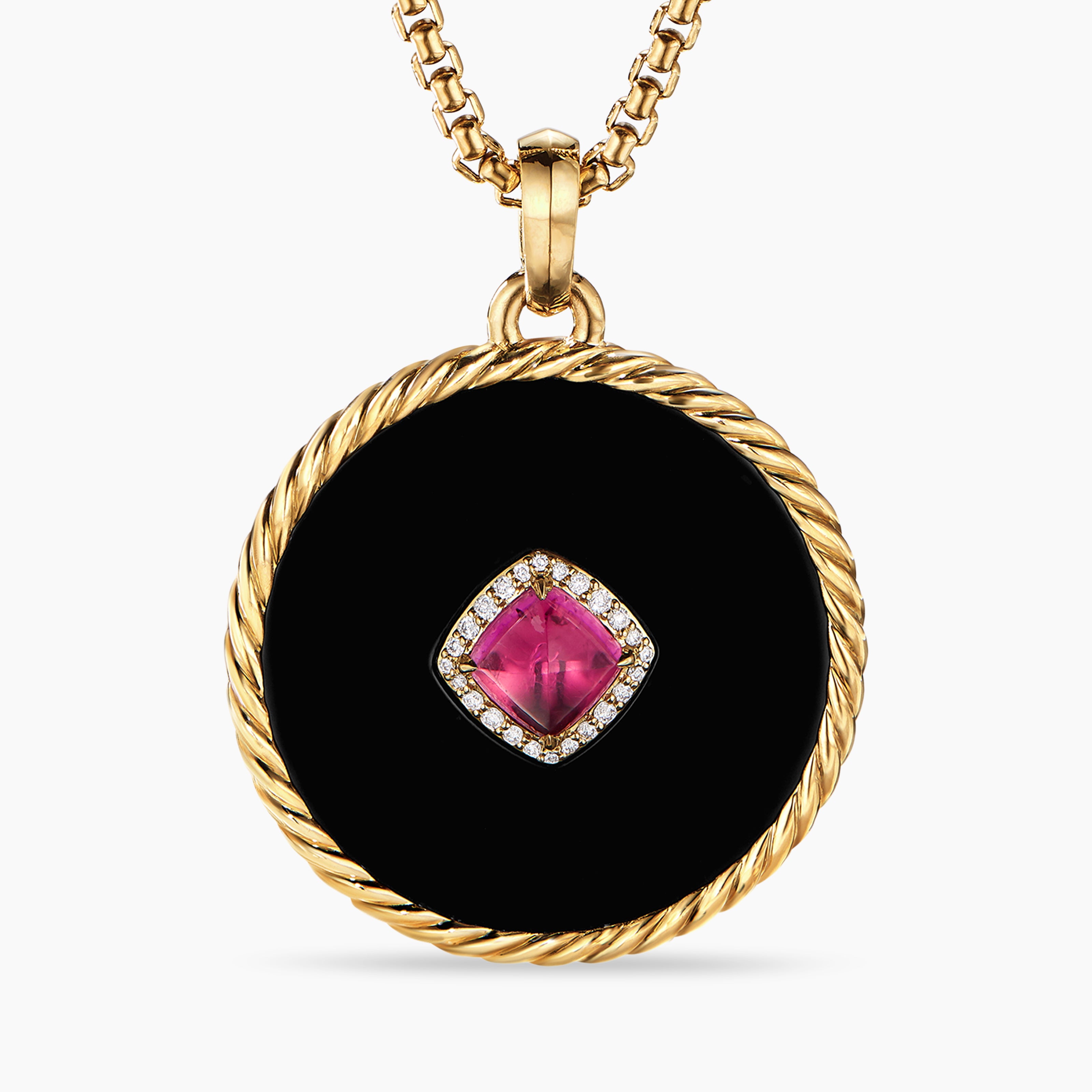 Womens DY Elements Statement Disc Pendant in 18K Yellow Gold with Diamonds, 32mm