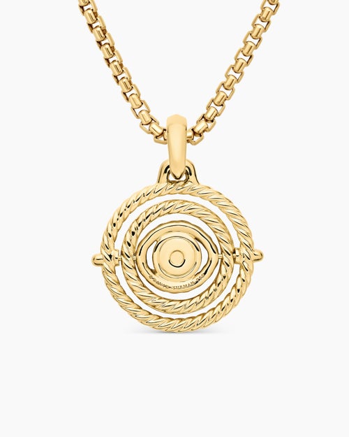 Womens Evil Eye Mobile Amulet in 18K Yellow Gold with Pavé Emeralds and Diamonds, 20.5mm