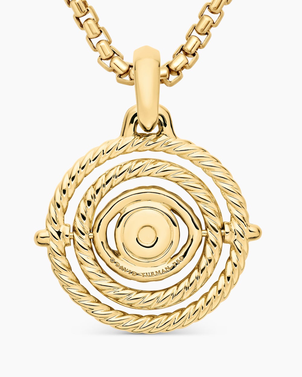 Womens Evil Eye Mobile Amulet in 18K Yellow Gold with Pavé Emeralds and Diamonds, 20.5mm