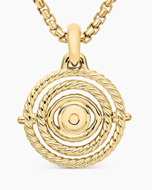 Womens Evil Eye Mobile Amulet in 18K Yellow Gold with Pavé Emeralds and Diamonds, 20.5mm