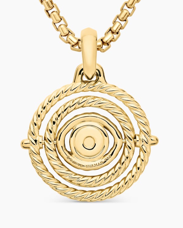 Amulette mobile mauvais œil en or jaune 18 carats avec pavé d’émeraudes et diamants, 20,5 mm