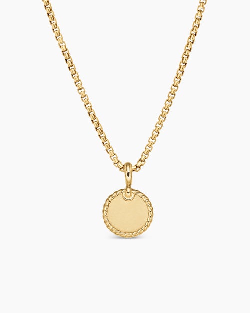 Womens DY Elements® Disc Pendant in 18K Yellow Gold with Diamonds, 14mm