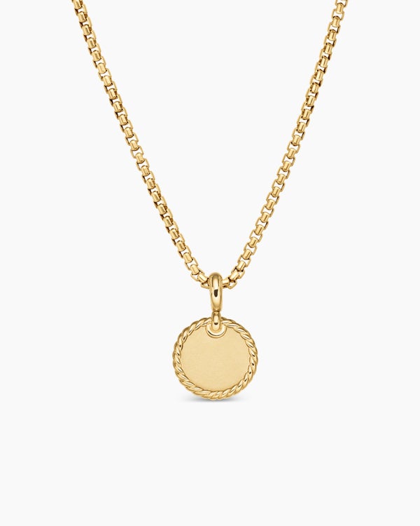 DY Elements® Disc Pendant in 18K Yellow Gold with Diamonds, 14mm