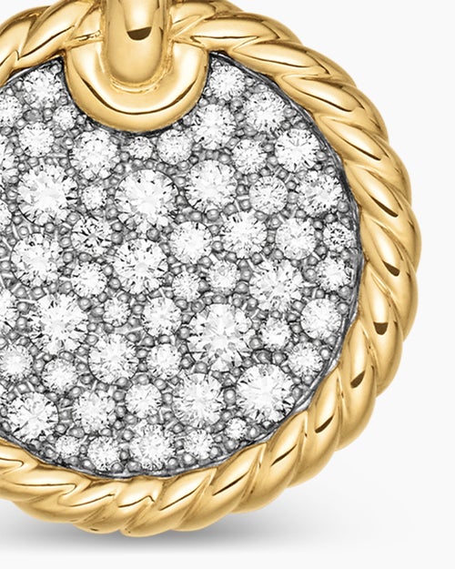 Womens DY Elements® Disc Pendant in 18ct Yellow Gold with Diamonds, 14mm