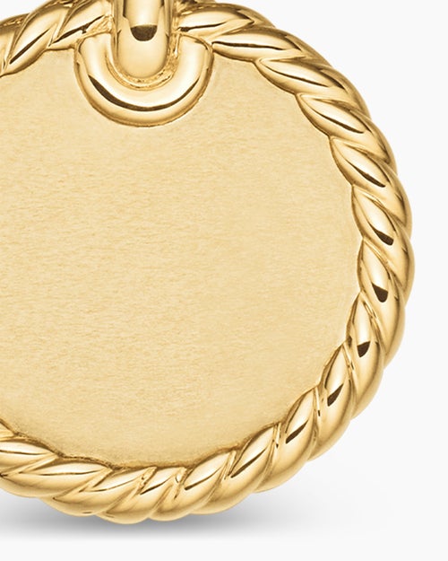 Womens DY Elements® Disc Pendant in 18K Yellow Gold with Diamonds, 14mm