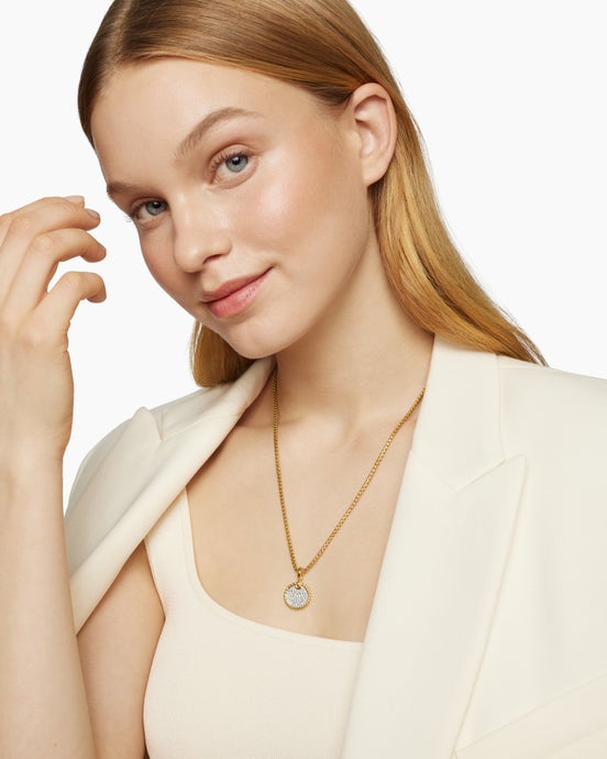 DY Elements® Disc Pendant in 18K Yellow Gold with Diamonds, 14mm