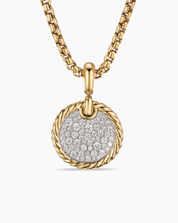 DY Elements® Disc Pendant in 18K Yellow Gold with Diamonds, 14mm
