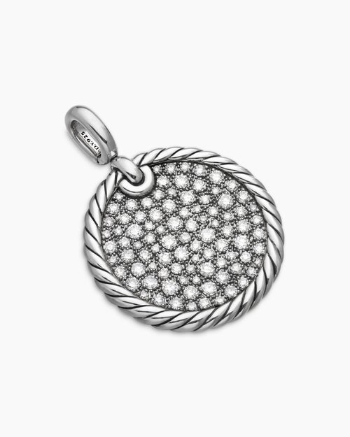 Womens DY Elements® Disc Pendant in Sterling Silver with Diamonds, 24mm