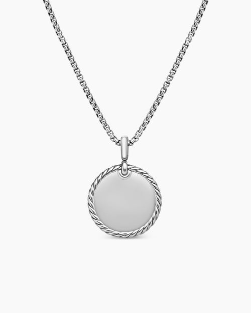 Womens DY Elements® Disc Pendant in Sterling Silver with Diamonds, 24mm