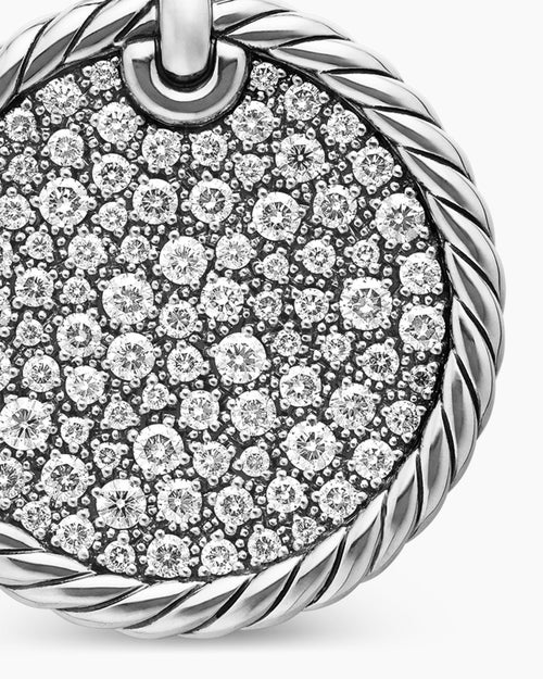 Womens DY Elements® Disc Pendant in Sterling Silver with Diamonds, 24mm