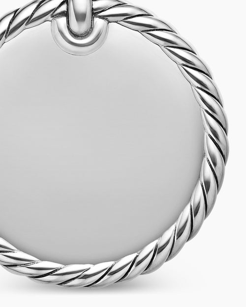 Womens DY Elements® Disc Pendant in Sterling Silver with Diamonds, 24mm