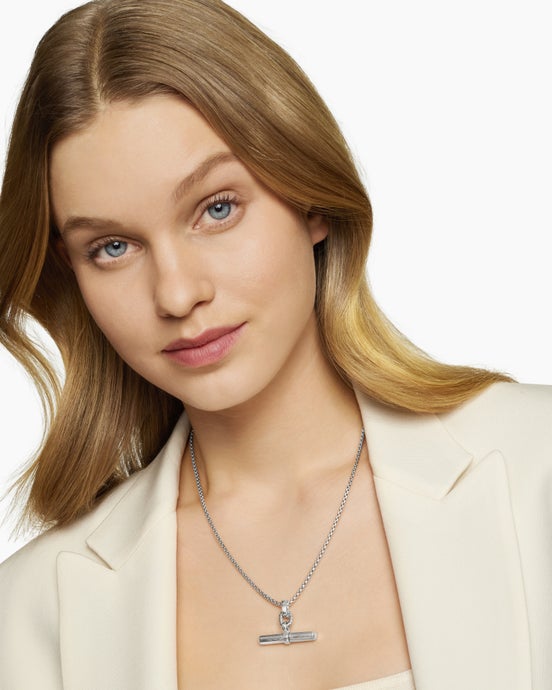 Lexington E/W Barrel Pendant in Sterling Silver, 36mm