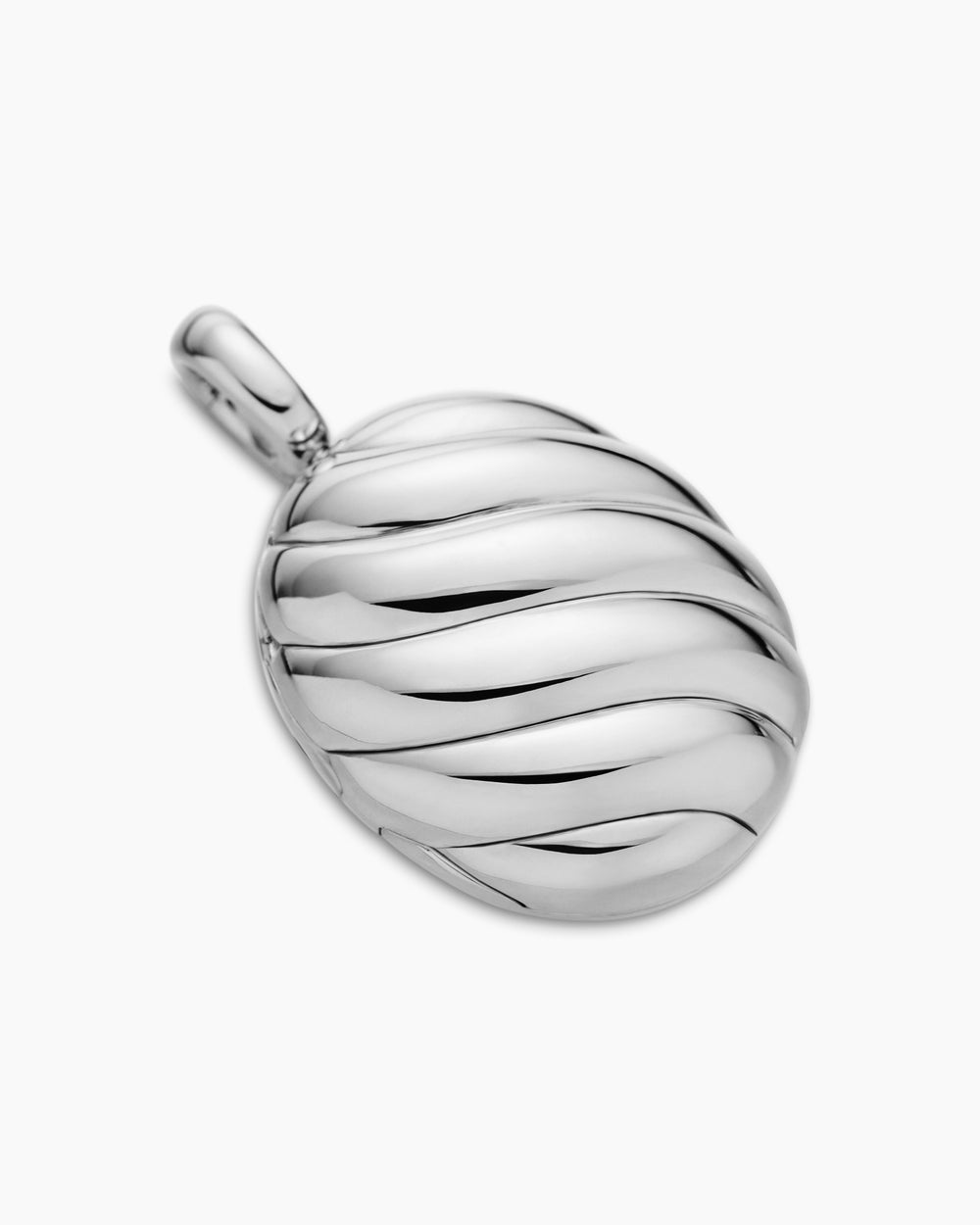 Womens Sculpted Cable Locket in Sterling Silver, 27mm