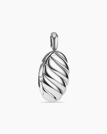 Sculpted Cable Locket Amulet in Sterling Silver, 37mm